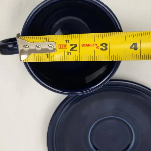 Fiesta Homer Laughlin Dark Blue Coffee/ Tea Mug Cup And Saucer Plate. - Picture 5 of 7